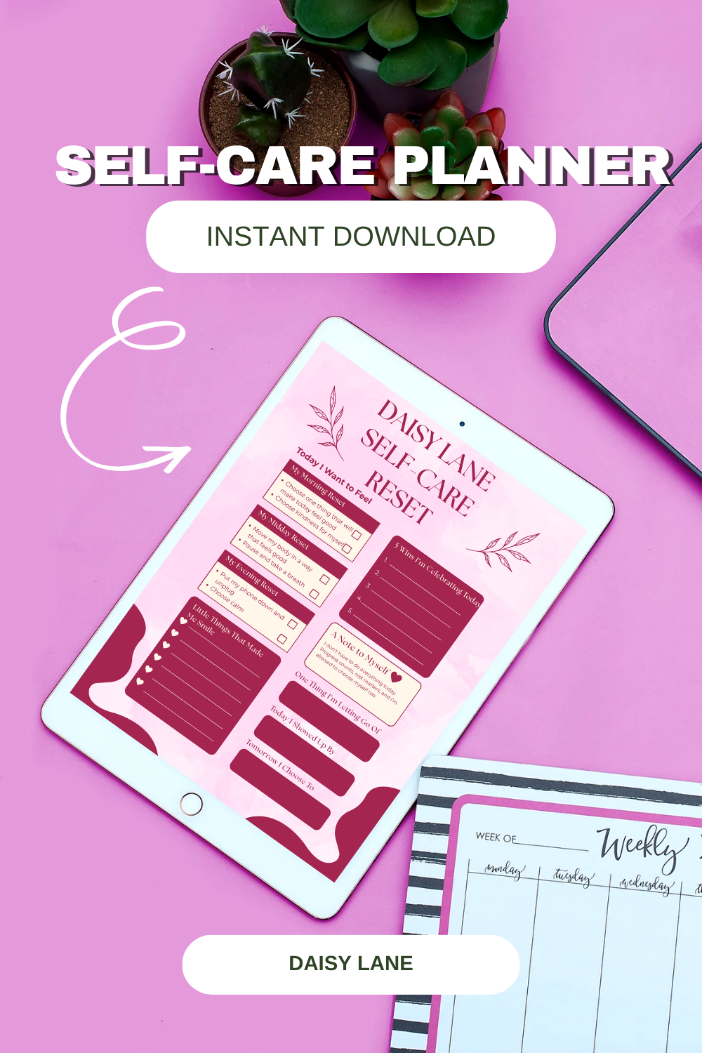 Daisy Lane Self-Care Planner | 5-Page Printable PDF